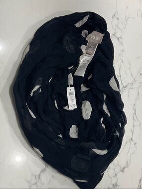 Chico's Black Scarf with White Polka Dots